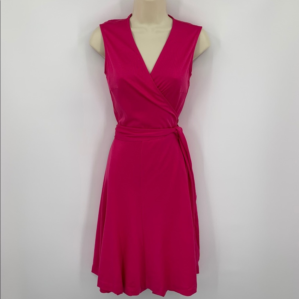 DVF Diane von Furstenberg Jasmine Cabaret pink wrap knit jersey dress L 12 14